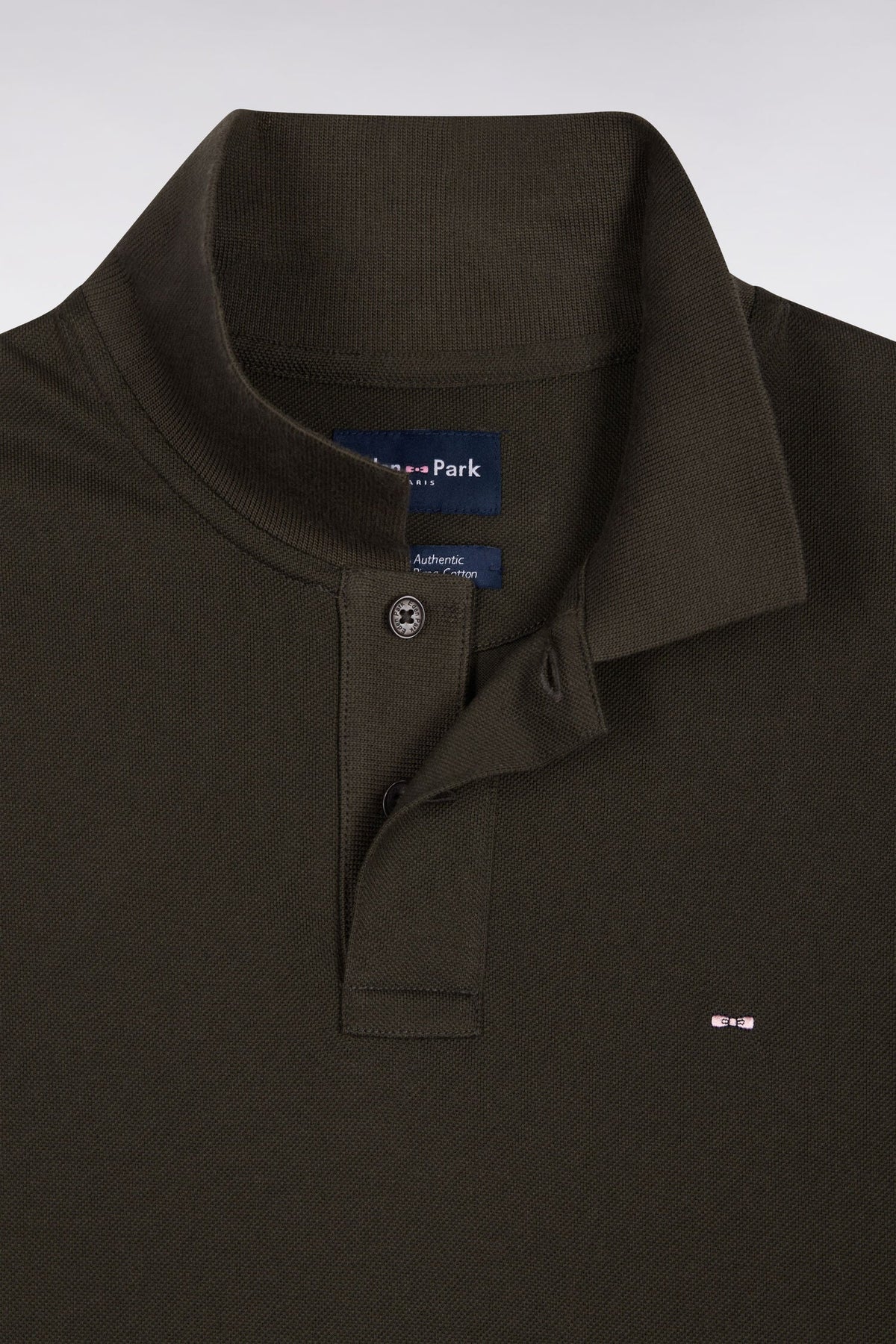 Polo manches longues en coton pima kaki coupe droite Eden Park