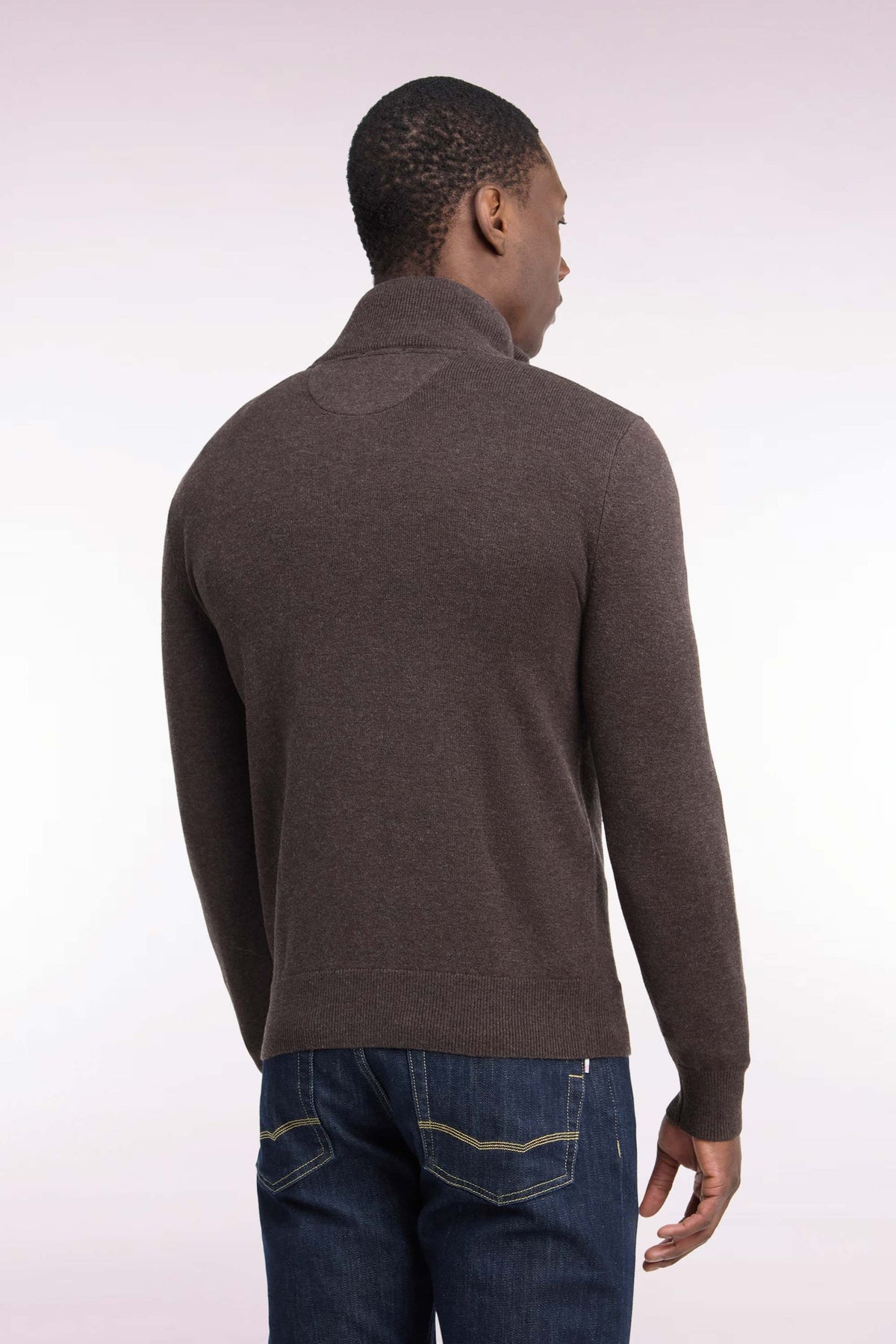 Pull col camionneur en laine et coton marron Eden Park