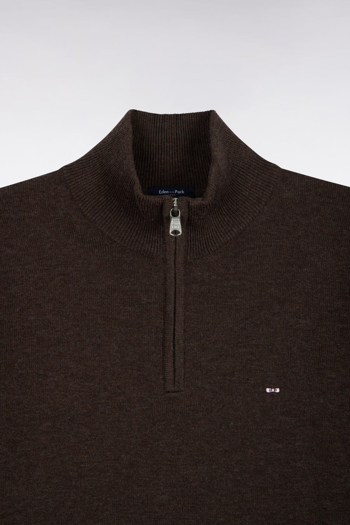 Pull col camionneur en laine et coton marron Eden Park