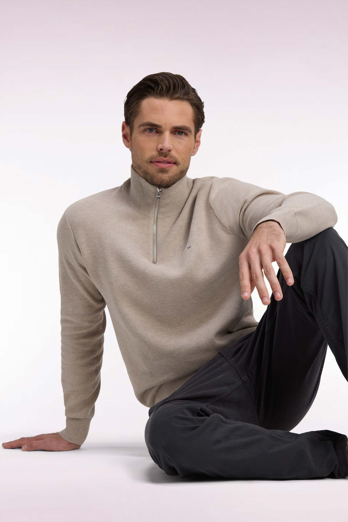 Pull col camionneur en coton beige Eden Park