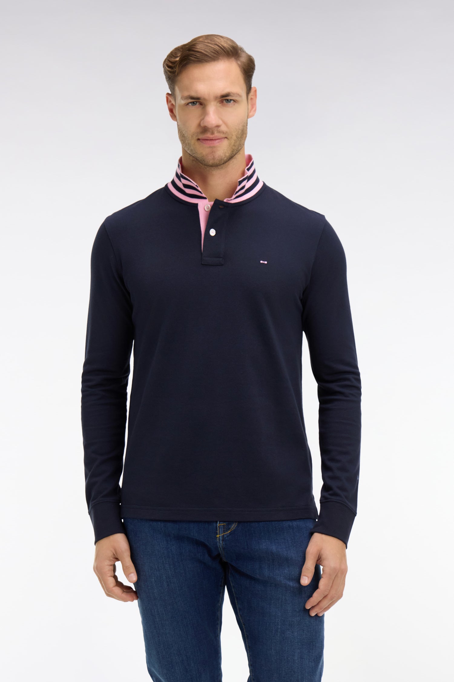 Polo manches longues bleu marine EDEN PARK