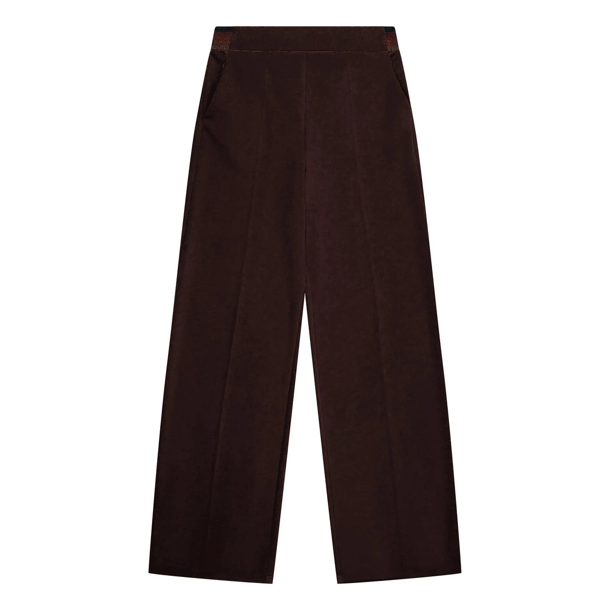 Pantalon droit taille élastiquée brown Green Ice