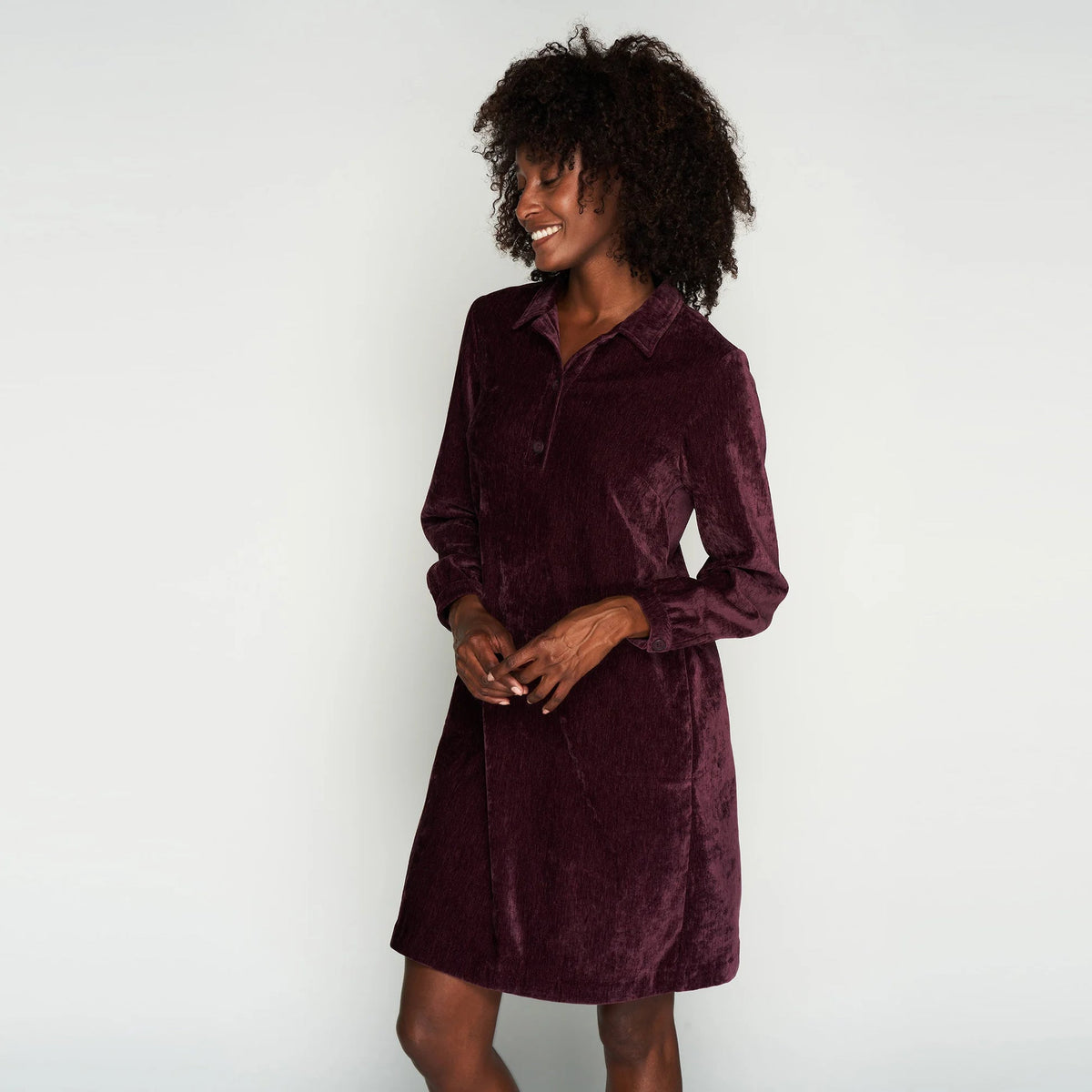 Robe chemisier prune en jersey doux et extensible Green Ice