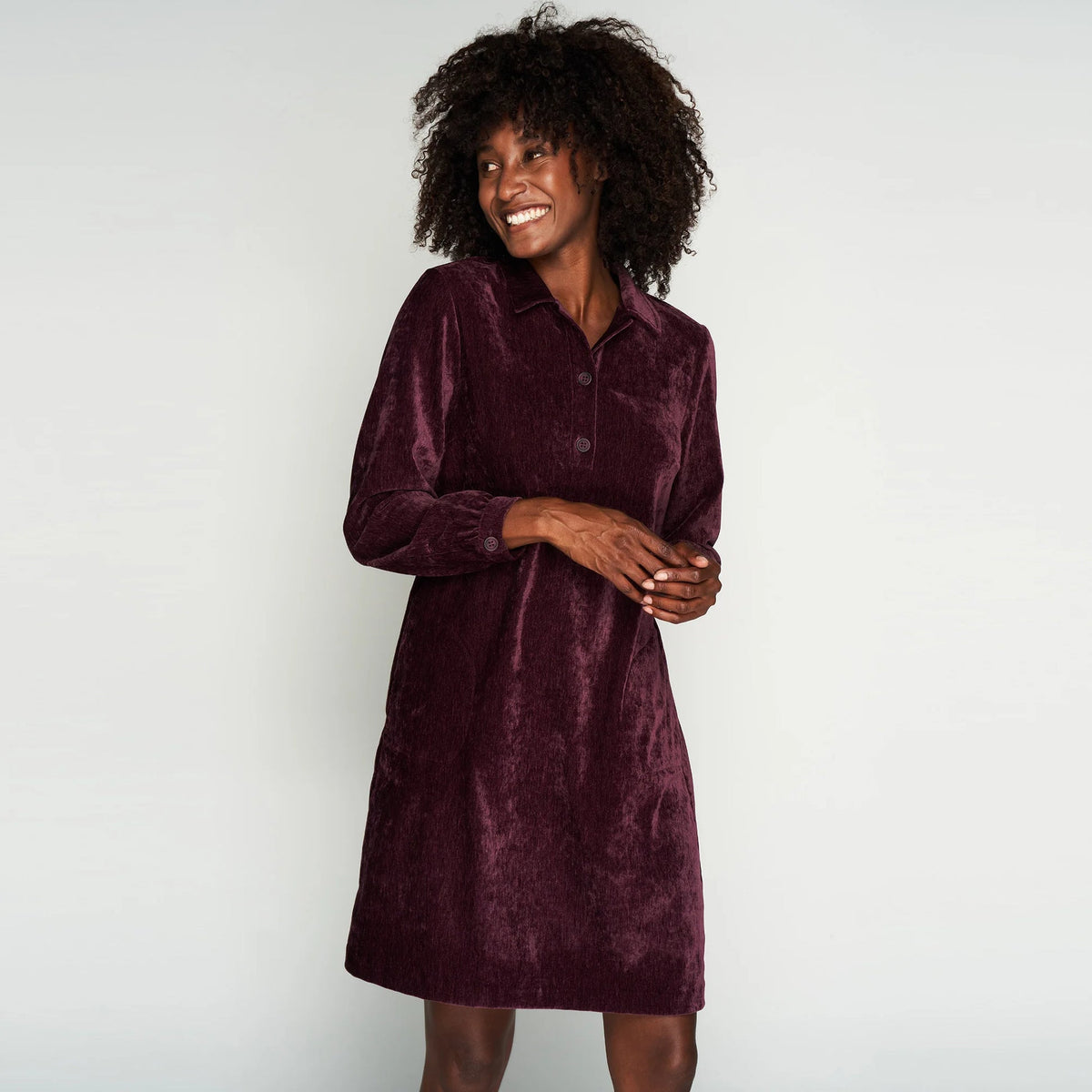 Robe chemisier prune en jersey doux et extensible Green Ice