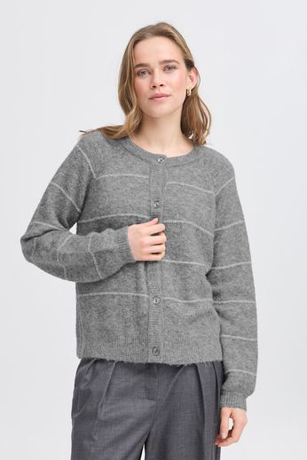 Cardigan gris à rayures FRANSA