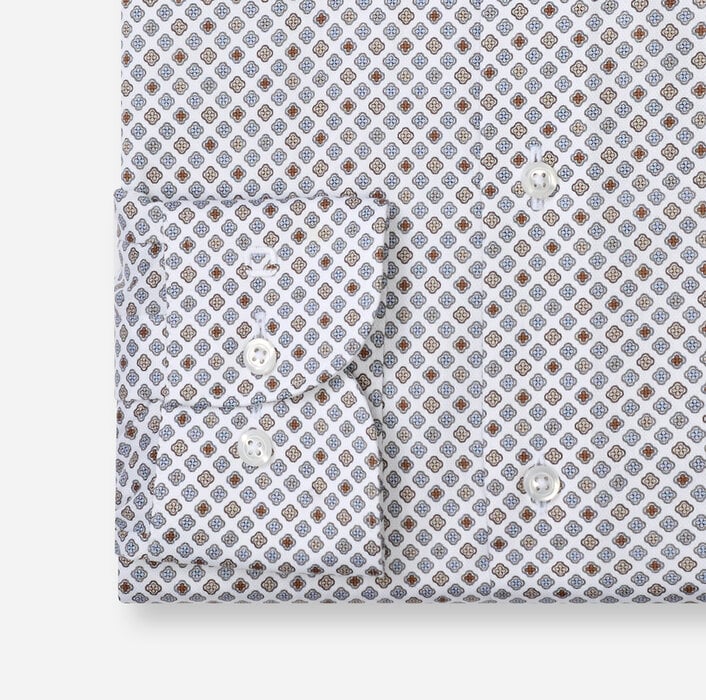Chemise imprimée géométrique Gris Argent Olymp