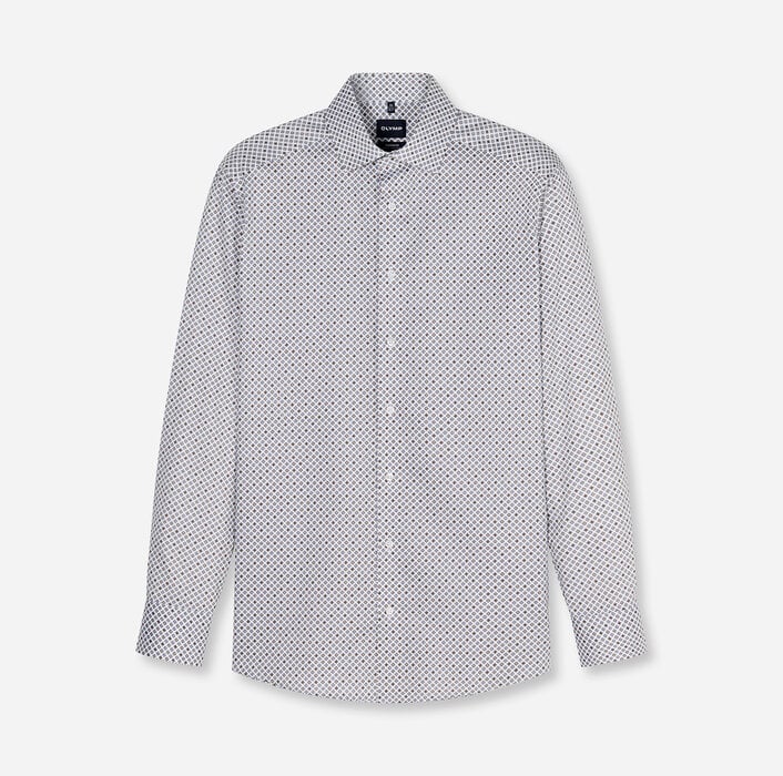 Chemise imprimée géométrique Gris Argent Olymp